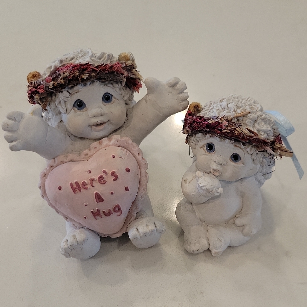 Vintage Dreamsicles Cherub Figurines with Pink Heart